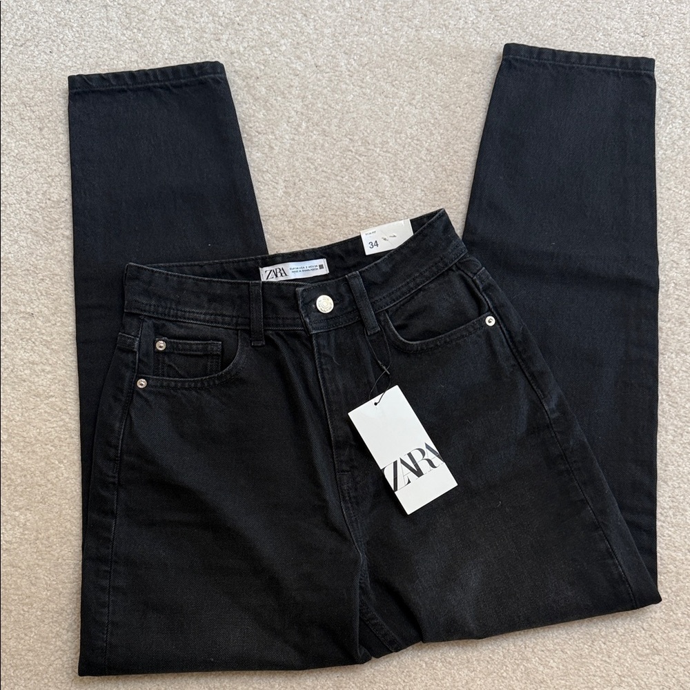 Zara Mom Fit Light Black Jeans